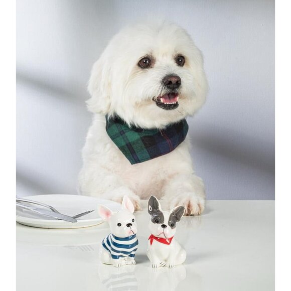 (Set of x2) French Bulldog Ceramic Salt & Pepper Shakers - Picture 3 of 6